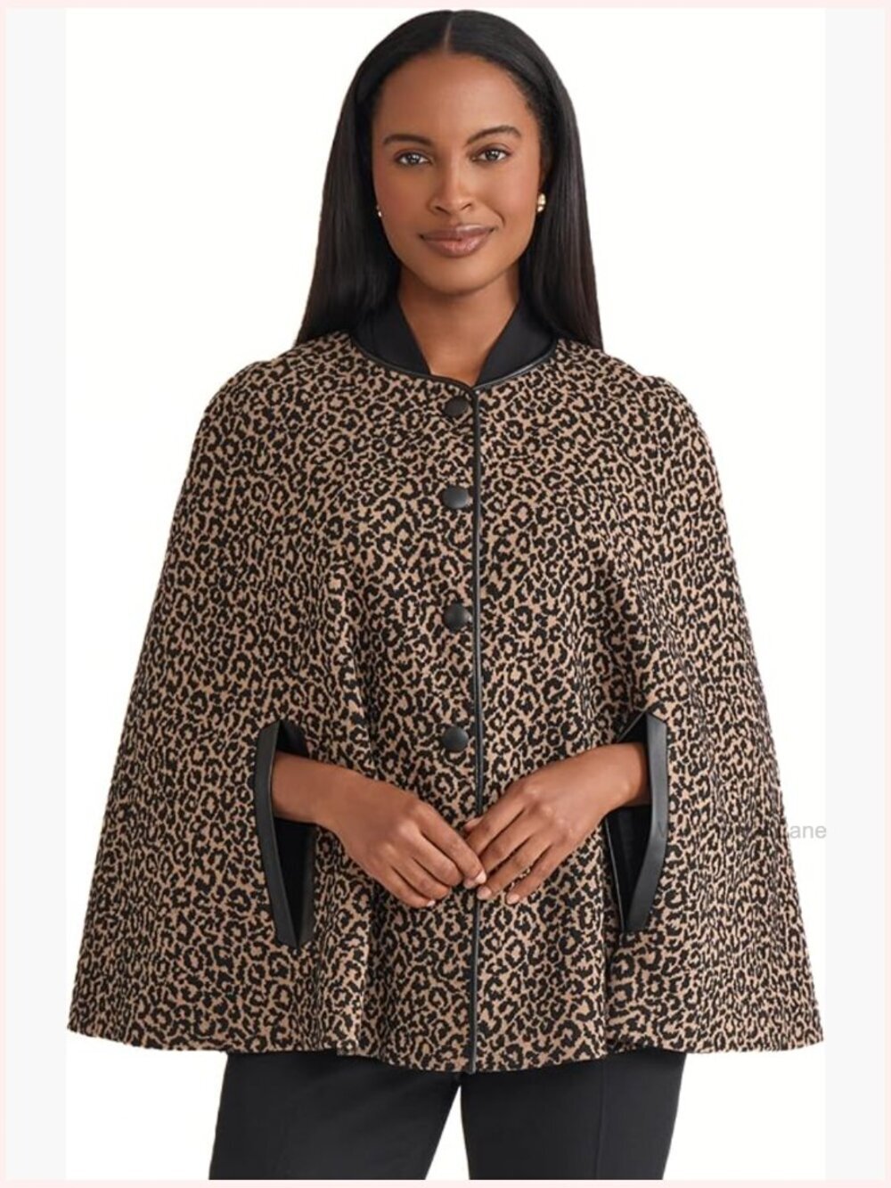 Snap-Front Cape with Animal Print, Sleeveless, Classic Fit